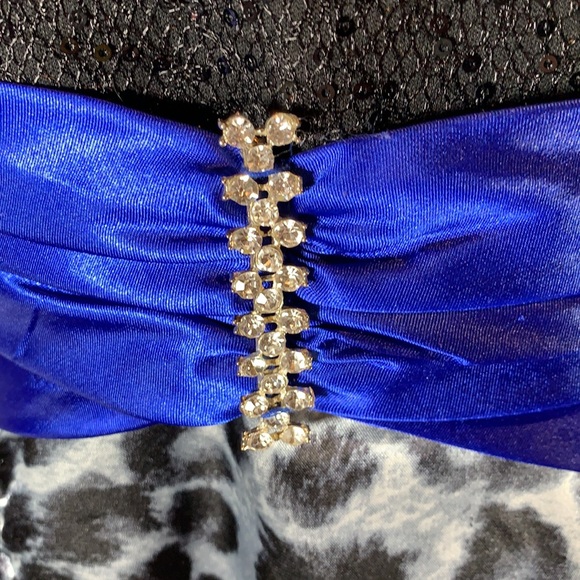 Deb Strapless Homecoming Cocktail Dress Animal print Satin, Sequined - Picture 12 of 14